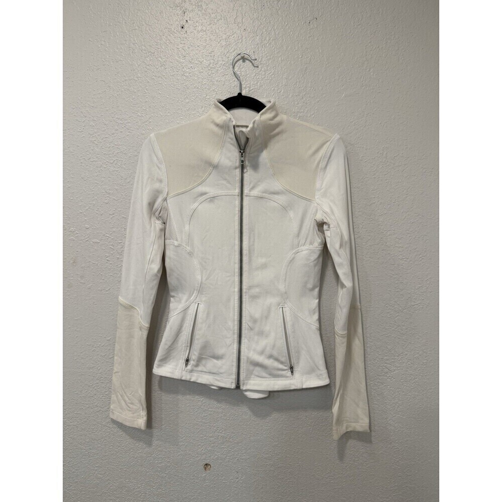 Lululemon Women Jacket 4 White Forme Nylon Spandex Activewear Long Sleeve